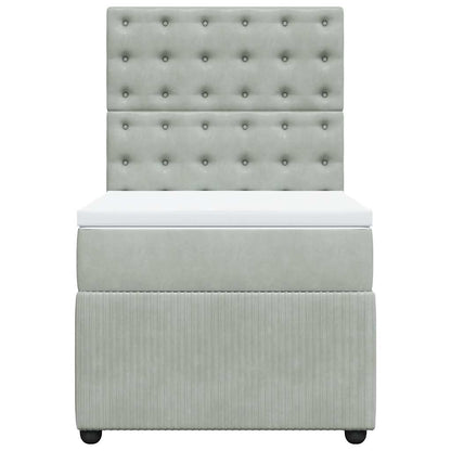 Giroletto a Molle con Materasso Grigio Chiaro 90x190 cm Velluto