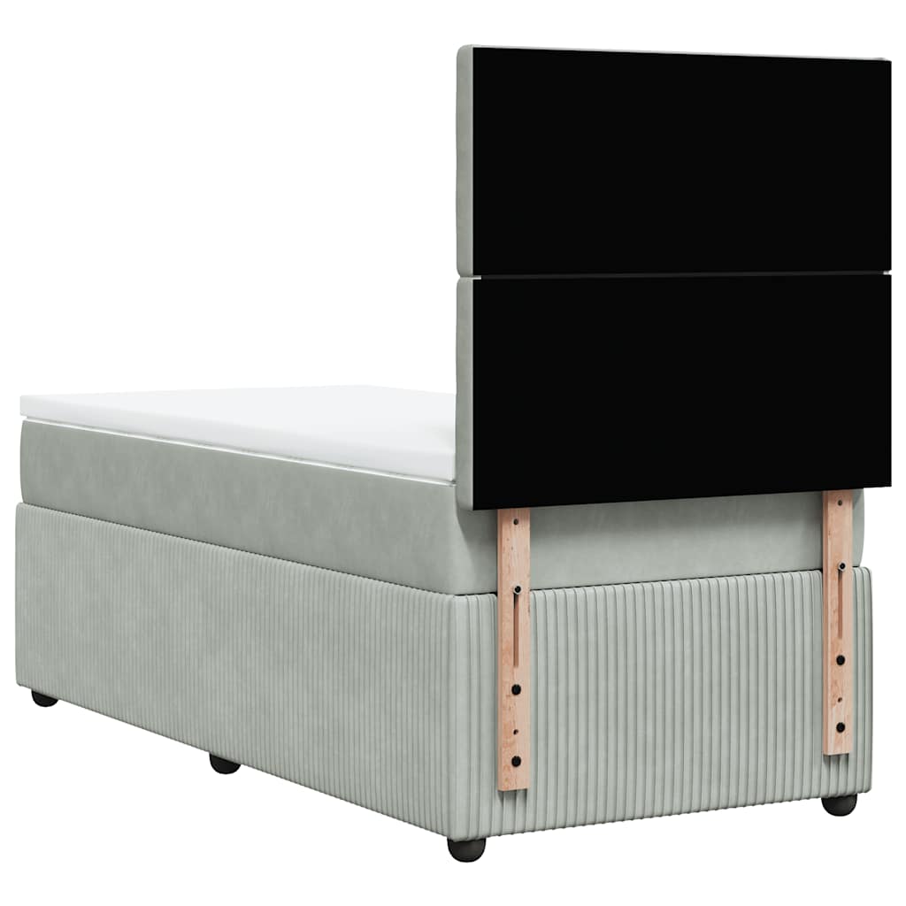 Giroletto a Molle con Materasso Grigio Chiaro 90x190 cm Velluto