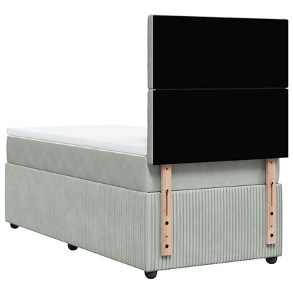 Giroletto a Molle con Materasso Grigio Chiaro 90x190 cm Velluto