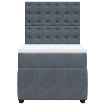 Giroletto a Molle con Materasso Grigio Scuro 90x190 cm Velluto