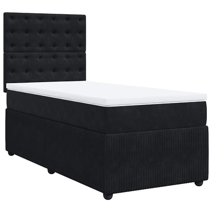 Giroletto a Molle con Materasso Nero 90x190 cm in Velluto