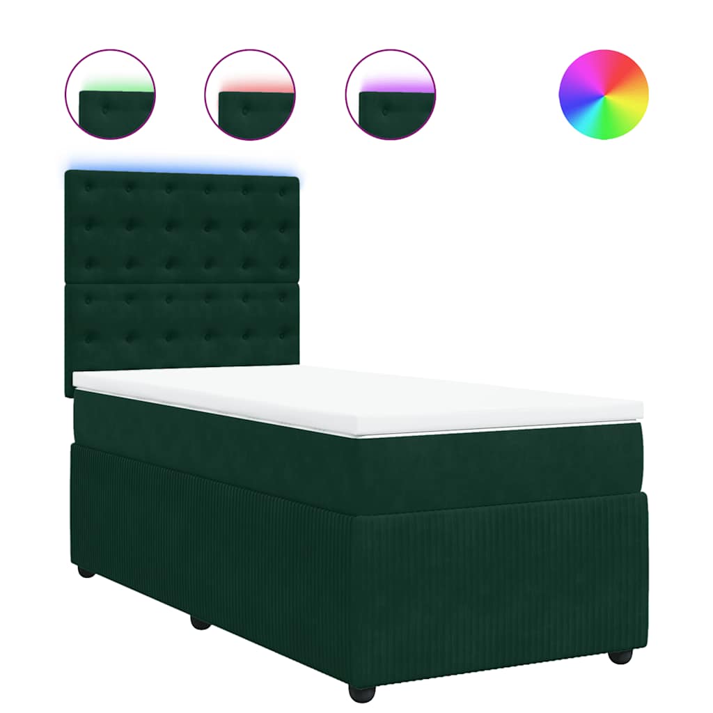 Giroletto a Molle con Materasso Verde Scuro 90x190 cm Velluto