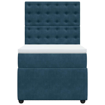 Giroletto a Molle con Materasso Blu 90x190 cm in Velluto