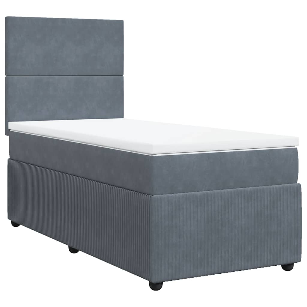 Giroletto a Molle con Materasso Grigio Scuro 90x200 cm Velluto