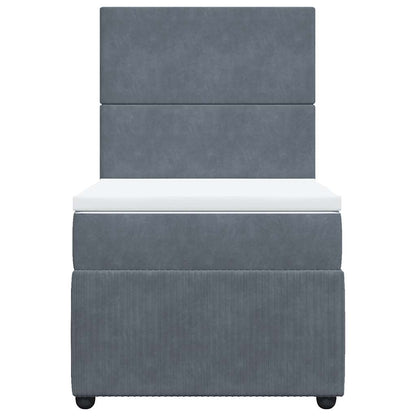Giroletto a Molle con Materasso Grigio Scuro 90x200 cm Velluto