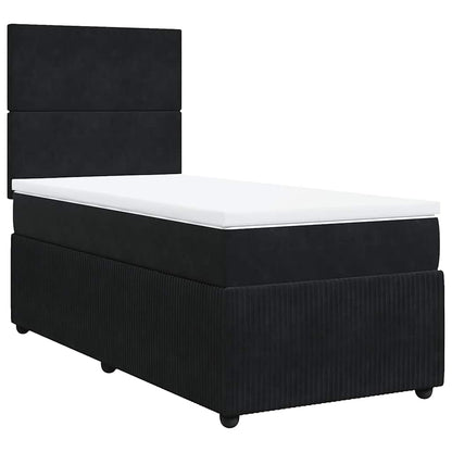 Giroletto a Molle con Materasso Nero 90x200 cm in Velluto
