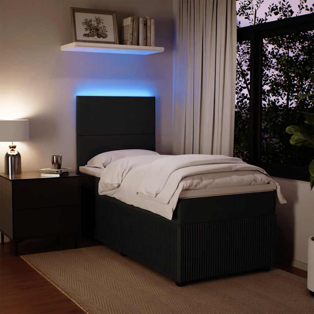 Giroletto a Molle con Materasso Nero 90x200 cm in Velluto