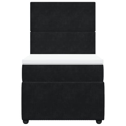 Giroletto a Molle con Materasso Nero 90x200 cm in Velluto