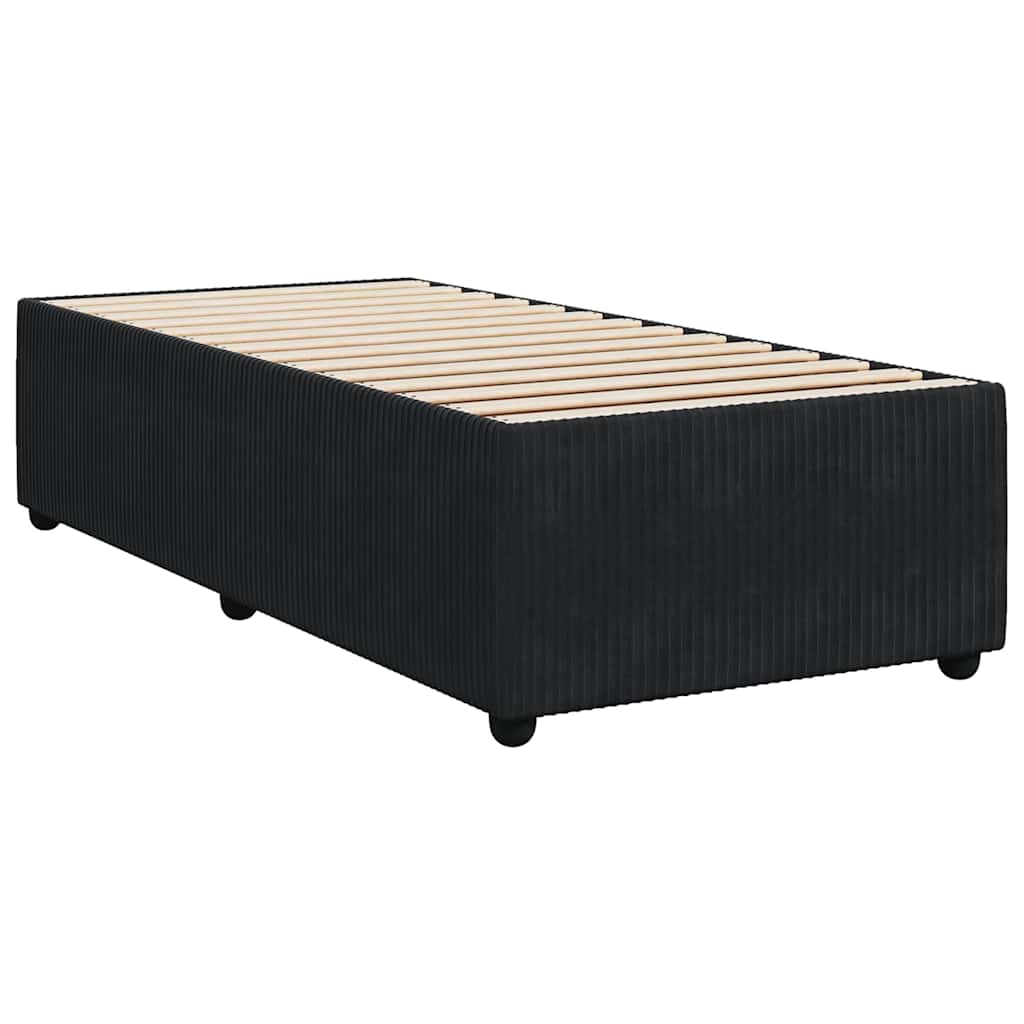 Giroletto a Molle con Materasso Nero 90x200 cm in Velluto