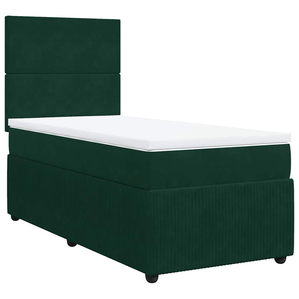 Giroletto a Molle con Materasso Verde Scuro 90x200 cm Velluto