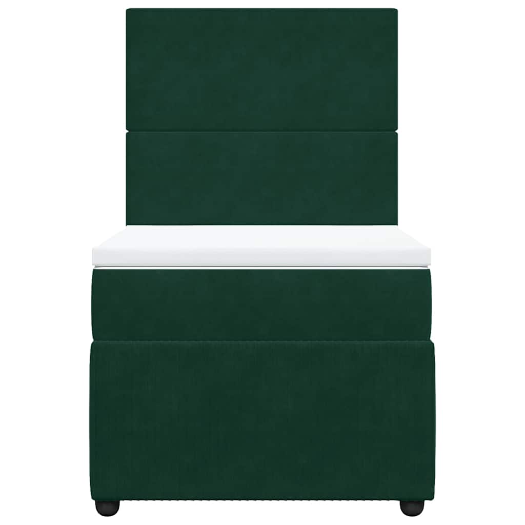 Giroletto a Molle con Materasso Verde Scuro 90x200 cm Velluto