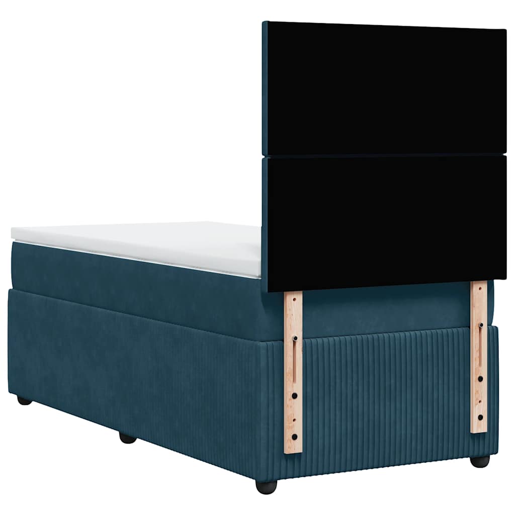 Giroletto a Molle con Materasso Blu 90x200 cm in Velluto