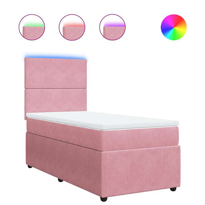 Giroletto a Molle con Materasso Rosa 90x200 cm in Velluto