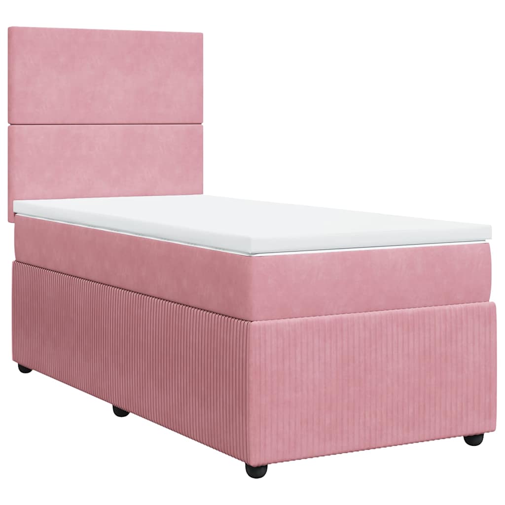 Giroletto a Molle con Materasso Rosa 90x200 cm in Velluto