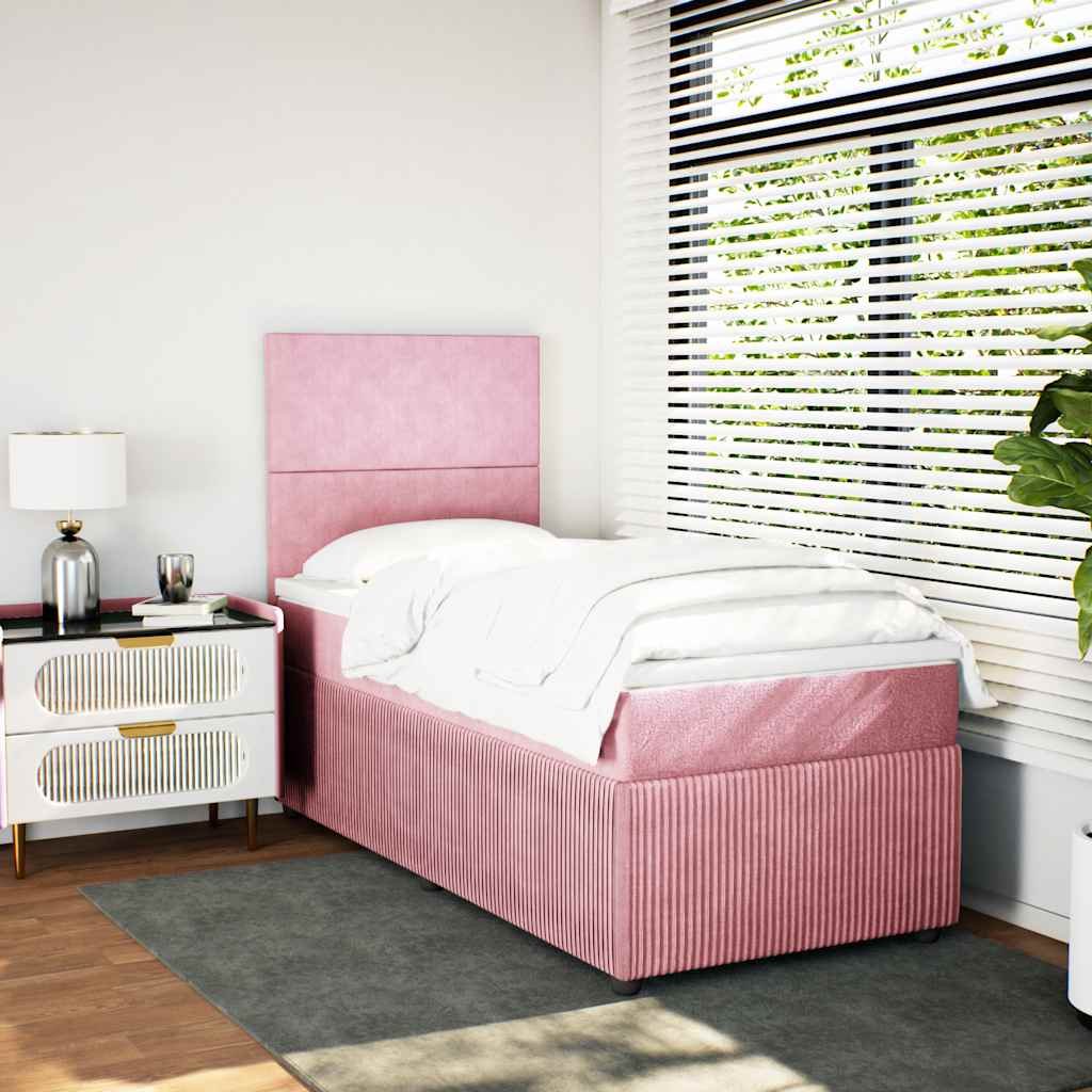 Giroletto a Molle con Materasso Rosa 90x200 cm in Velluto | homemem39