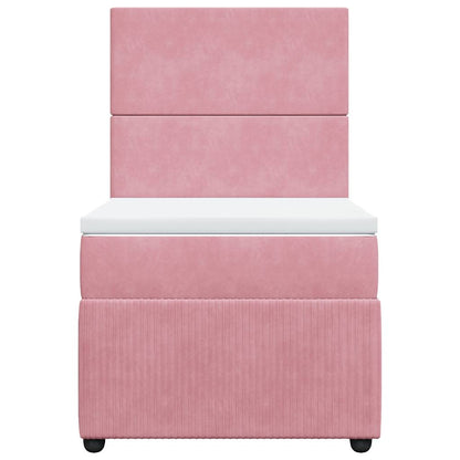 Giroletto a Molle con Materasso Rosa 90x200 cm in Velluto
