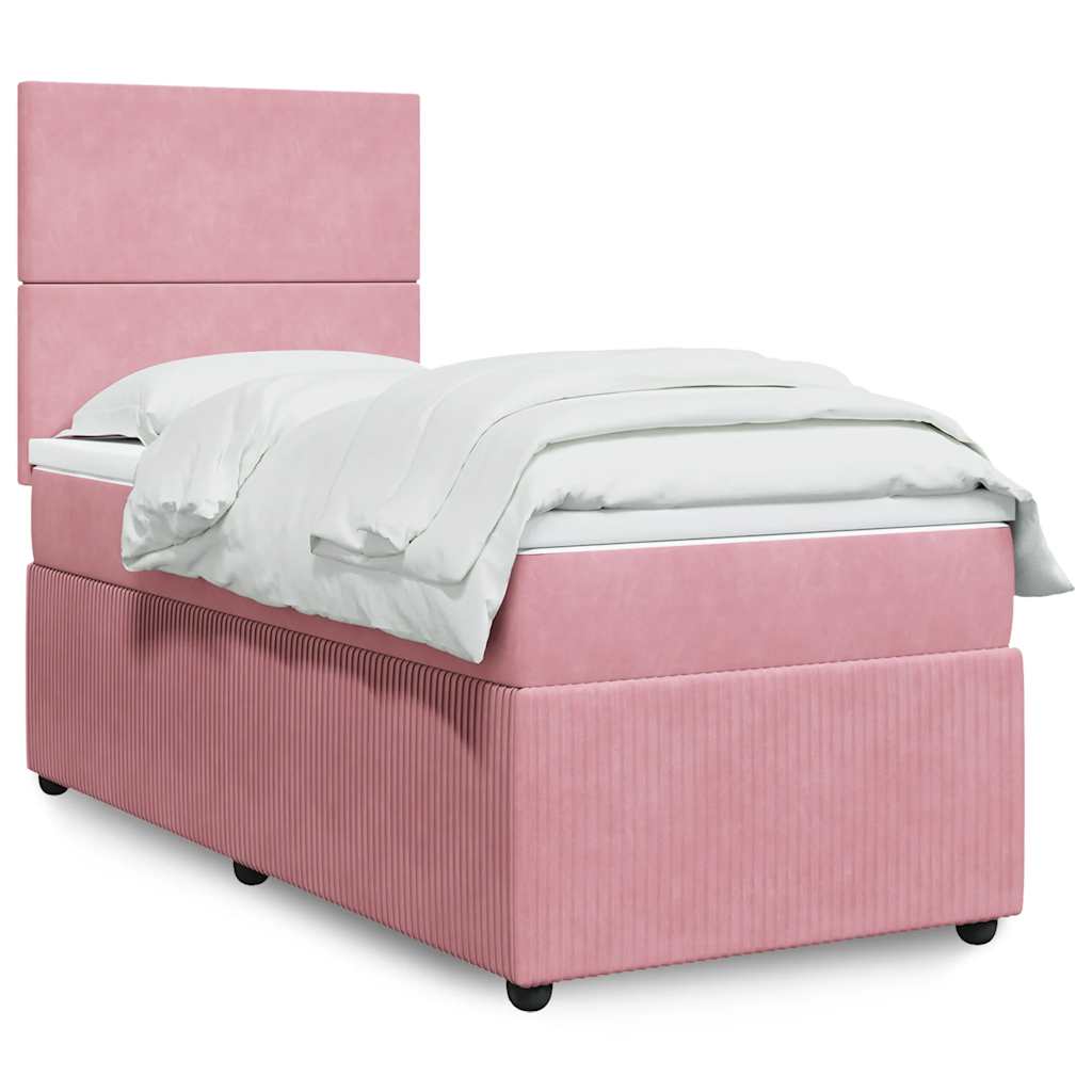 Giroletto a Molle con Materasso Rosa 90x200 cm in Velluto | homemem39