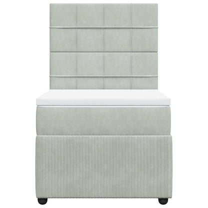 Giroletto a Molle con Materasso Grigio Chiaro 90x200 cm Velluto