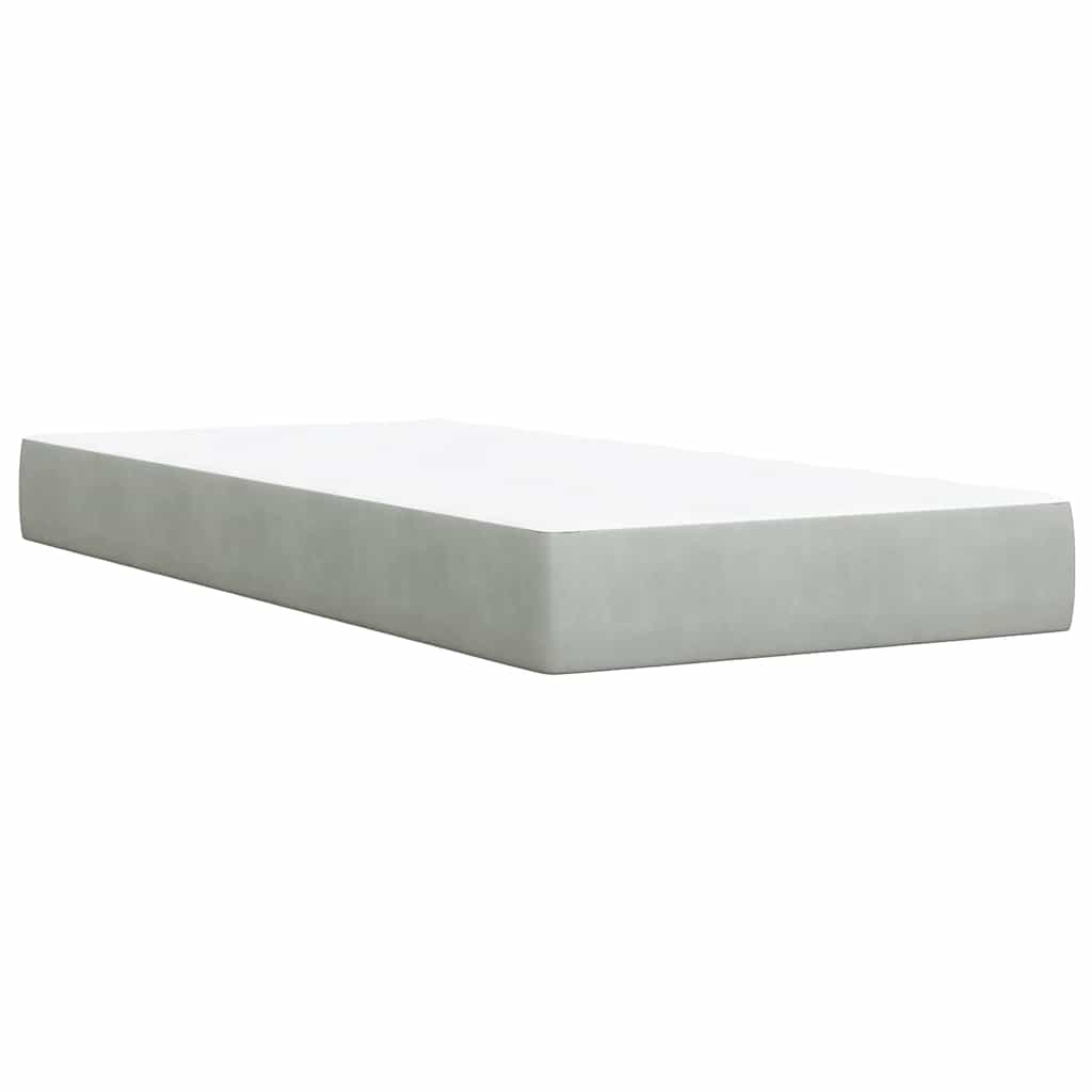 Giroletto a Molle con Materasso Grigio Chiaro 90x200 cm Velluto