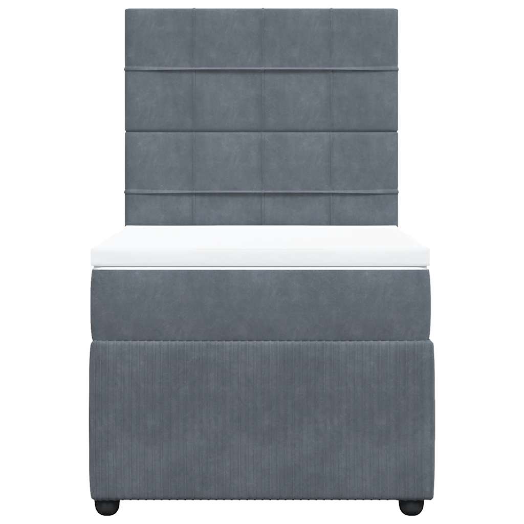 Giroletto a Molle con Materasso Grigio Scuro 90x200 cm Velluto