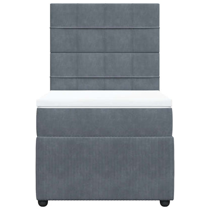 Giroletto a Molle con Materasso Grigio Scuro 90x200 cm Velluto