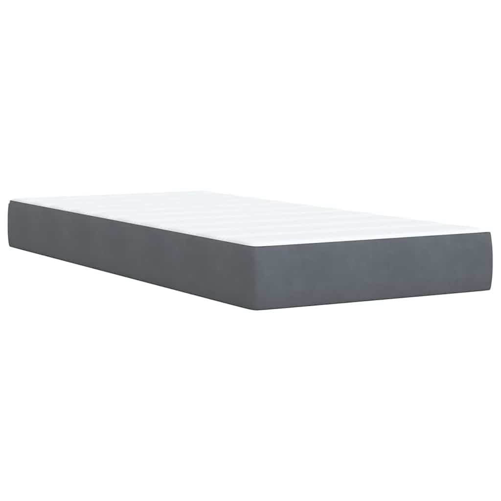 Giroletto a Molle con Materasso Grigio Scuro 90x200 cm Velluto