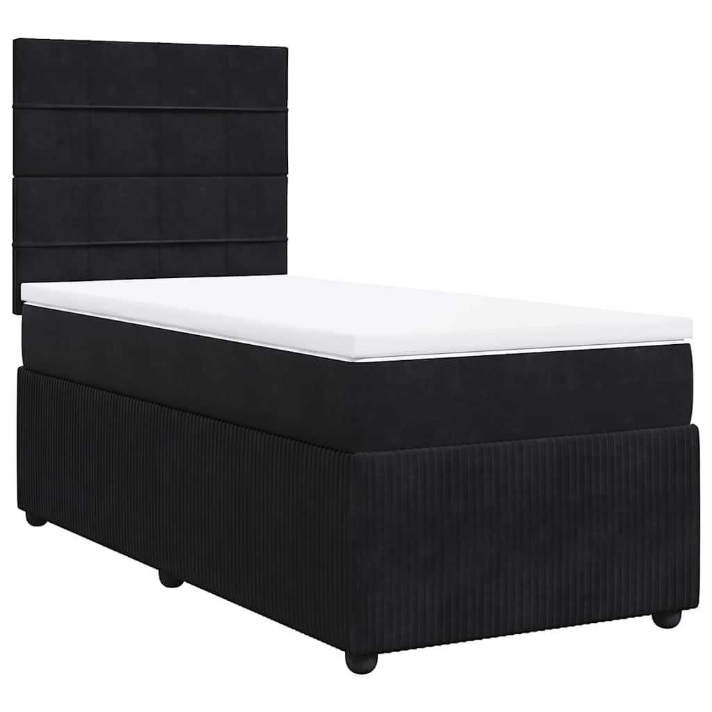 Giroletto a Molle con Materasso Nero 90x200 cm in Velluto