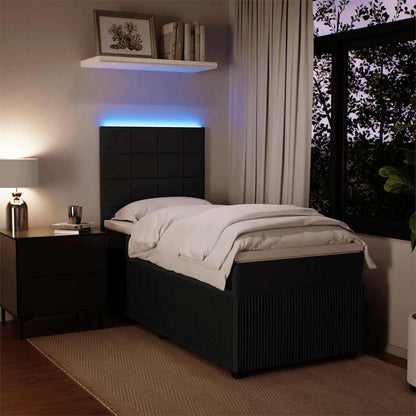 Giroletto a Molle con Materasso Nero 90x200 cm in Velluto