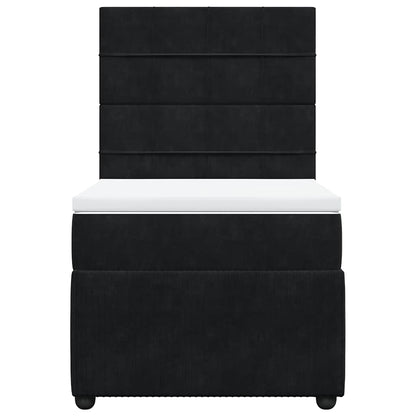 Giroletto a Molle con Materasso Nero 90x200 cm in Velluto