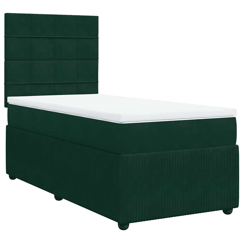 Giroletto a Molle con Materasso Verde Scuro 90x200 cm Velluto