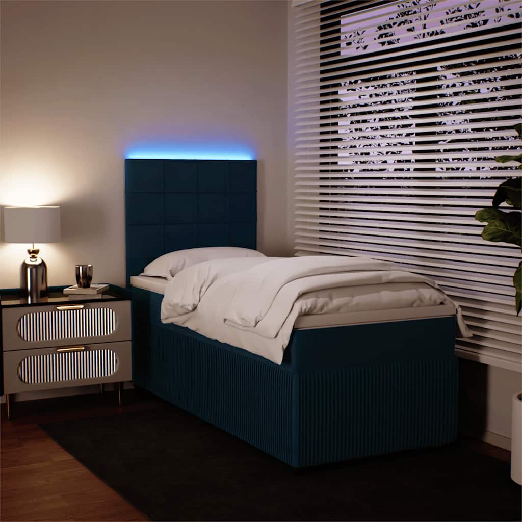 Giroletto a Molle con Materasso Blu 90x200 cm in Velluto