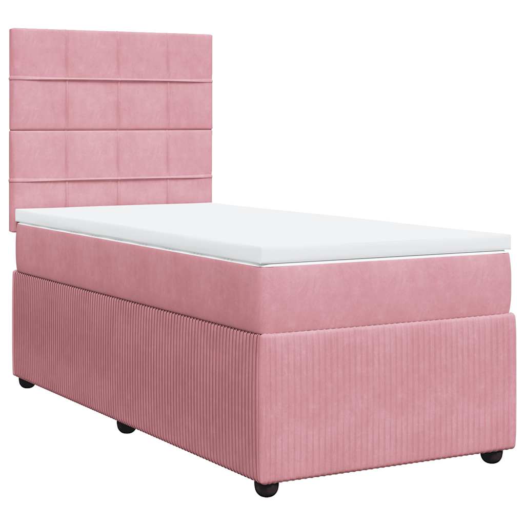 Giroletto a Molle con Materasso Rosa 90x200 cm in Velluto