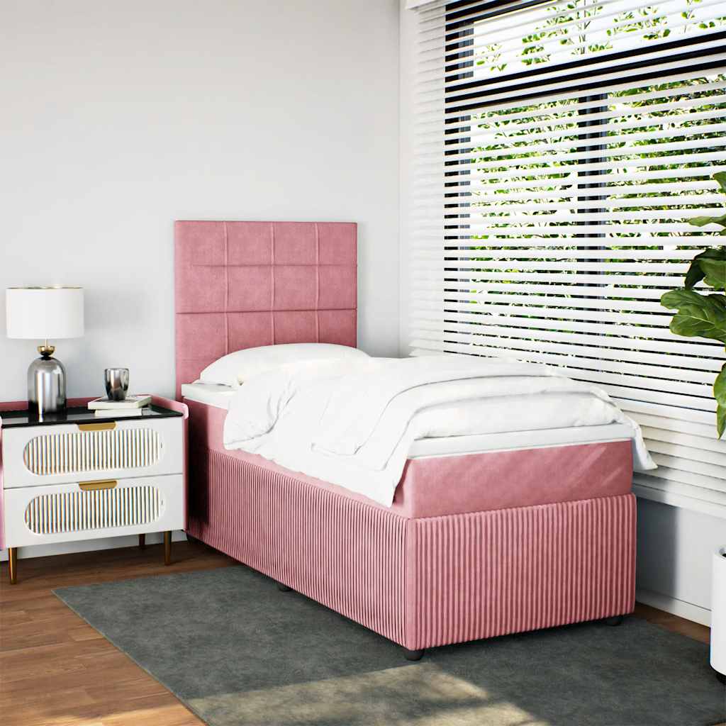 Giroletto a Molle con Materasso Rosa 90x200 cm in Velluto | homemem39