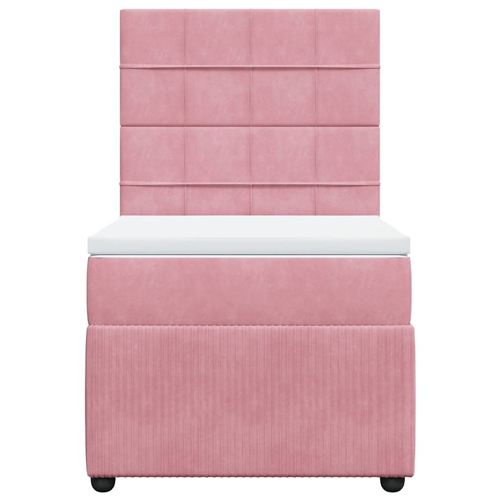 Giroletto a Molle con Materasso Rosa 90x200 cm in Velluto