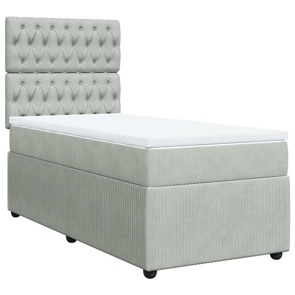 Giroletto a Molle con Materasso Grigio Chiaro 90x200 cm Velluto