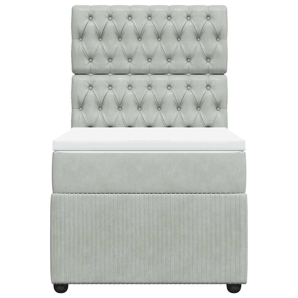 Giroletto a Molle con Materasso Grigio Chiaro 90x200 cm Velluto