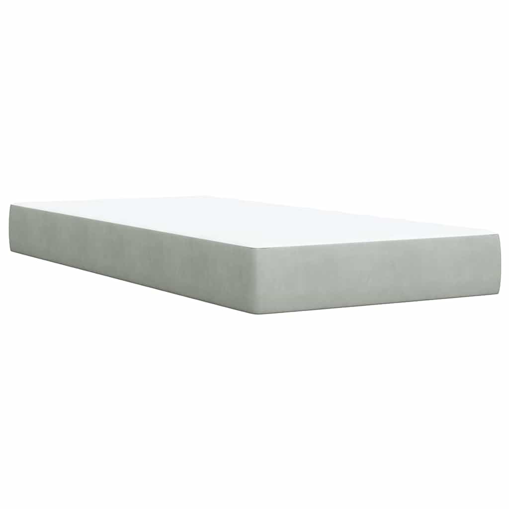 Giroletto a Molle con Materasso Grigio Chiaro 90x200 cm Velluto