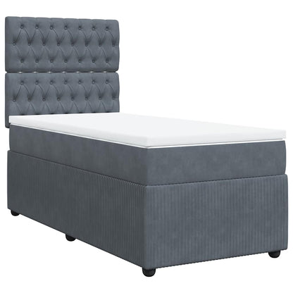 Giroletto a Molle con Materasso Grigio Scuro 90x200 cm Velluto