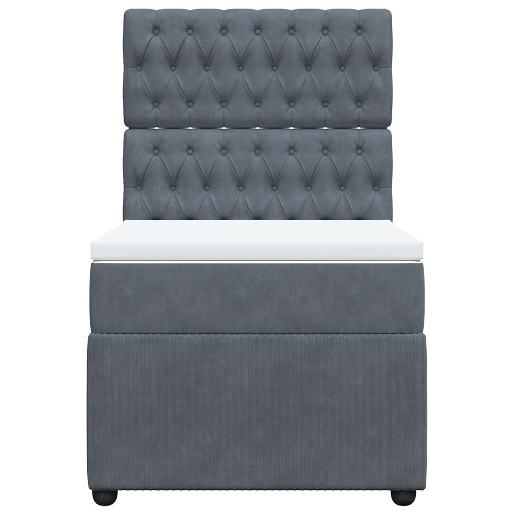 Giroletto a Molle con Materasso Grigio Scuro 90x200 cm Velluto