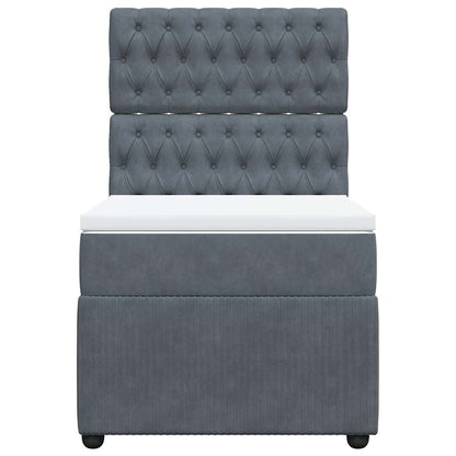 Giroletto a Molle con Materasso Grigio Scuro 90x200 cm Velluto