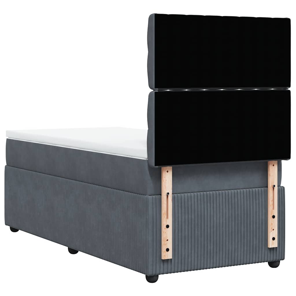 Giroletto a Molle con Materasso Grigio Scuro 90x200 cm Velluto