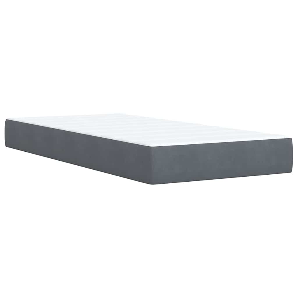 Giroletto a Molle con Materasso Grigio Scuro 90x200 cm Velluto