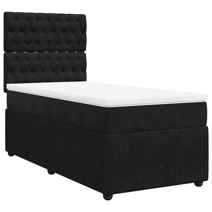 Giroletto a Molle con Materasso Nero 90x200 cm in Velluto