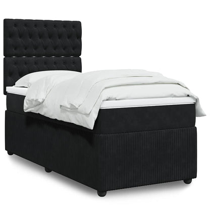 Giroletto a Molle con Materasso Nero 90x200 cm in Velluto