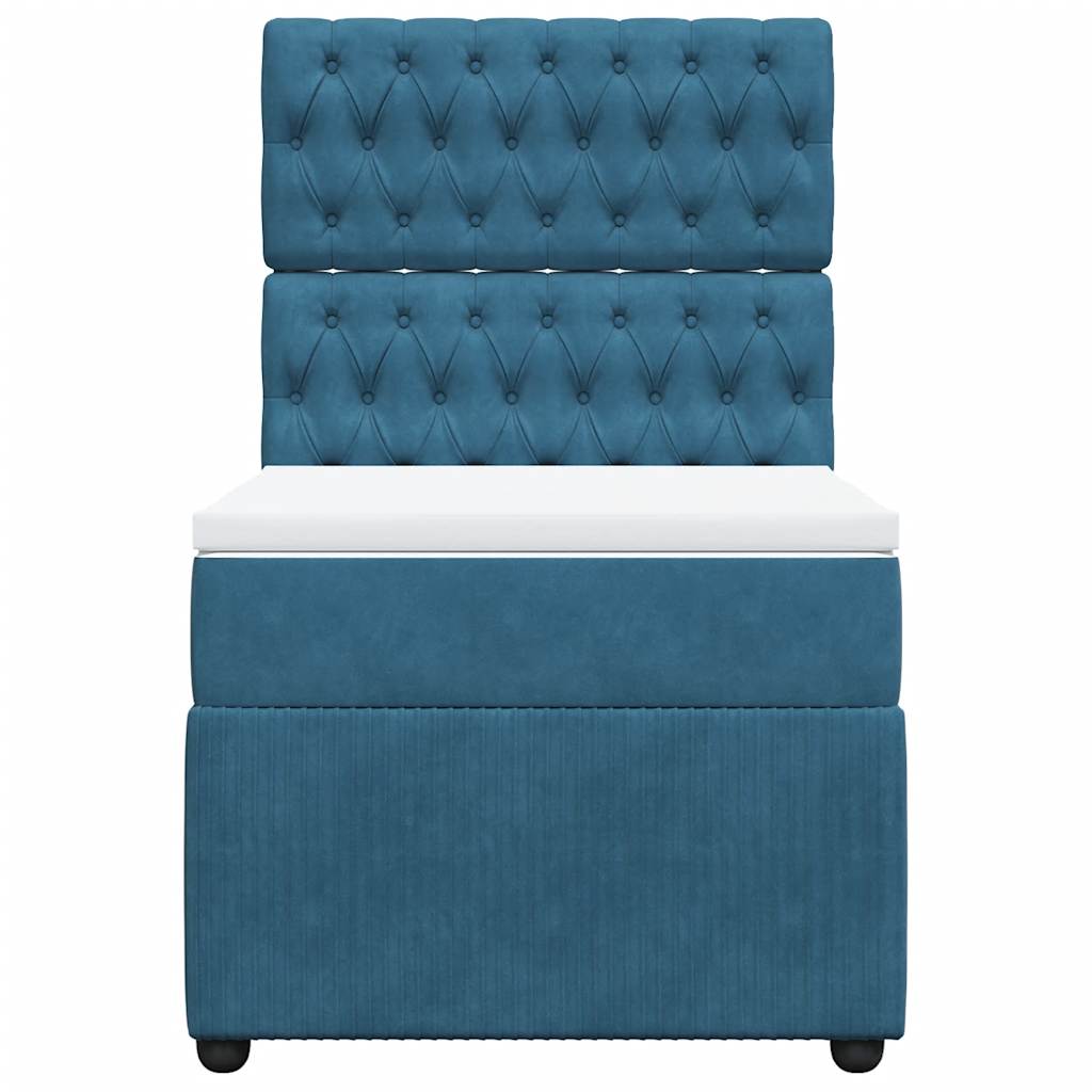 Giroletto a Molle con Materasso Blu 90x200 cm in Velluto