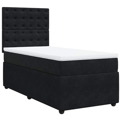 Giroletto a Molle con Materasso Nero 90x200 cm in Velluto