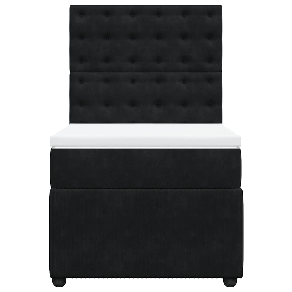 Giroletto a Molle con Materasso Nero 90x200 cm in Velluto