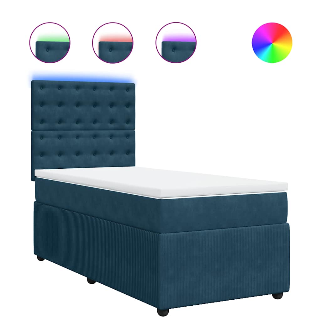 Giroletto a Molle con Materasso Blu 90x200 cm in Velluto | homemem39