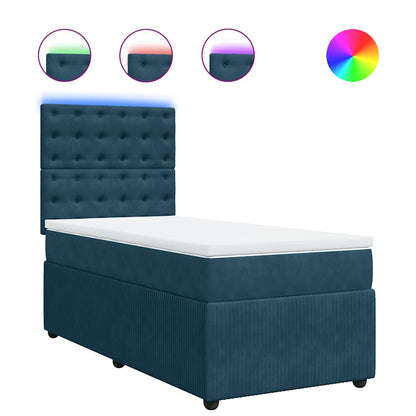 Giroletto a Molle con Materasso Blu 90x200 cm in Velluto | homemem39
