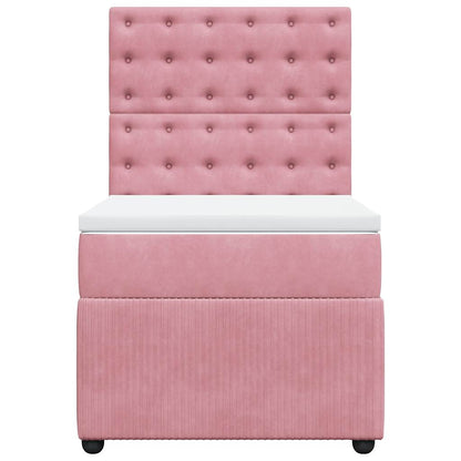 Giroletto a Molle con Materasso Rosa 90x200 cm in Velluto